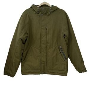 prAna Small Olive Green Hooded Winter Jacket Puffer Lined Ski Snowboard Coat